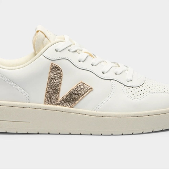 Veja Shoes - Veja Women's White/Cream and Gold Sneakers